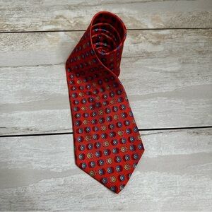 Courreges Paris Mens Peach 100% Silk Tie Floral Motif Work Wear Office Dapper